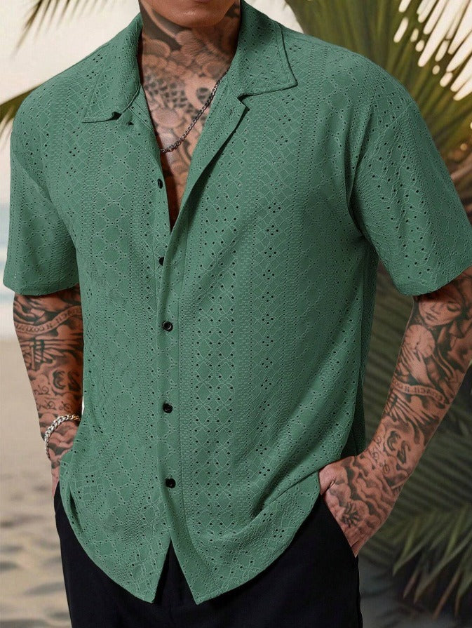 Ethan | Men’s Textured Short Sleeve Button-Up Shirt