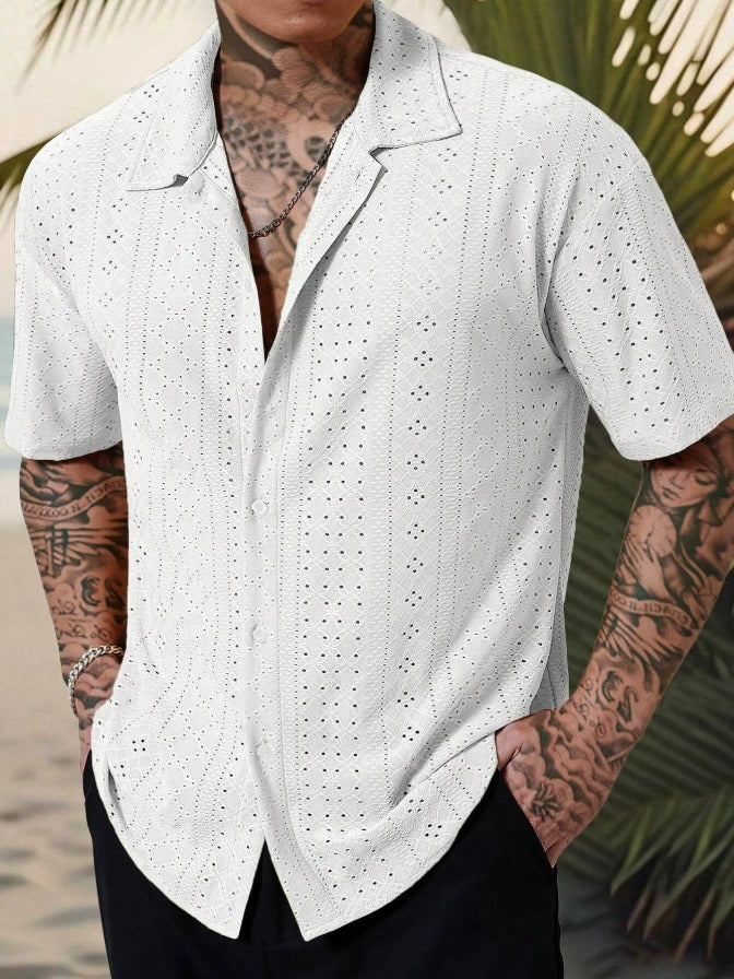 Ethan | Men’s Textured Short Sleeve Button-Up Shirt