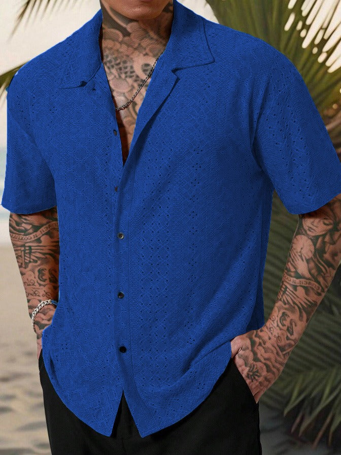 Ethan | Men’s Textured Short Sleeve Button-Up Shirt