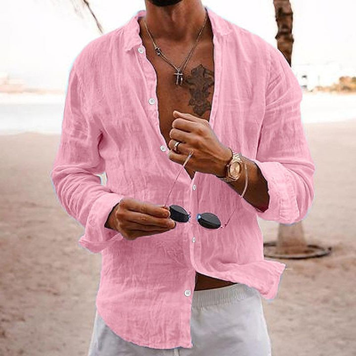 Ethan | Men’s Linen Long Sleeve Button-Up Shirt