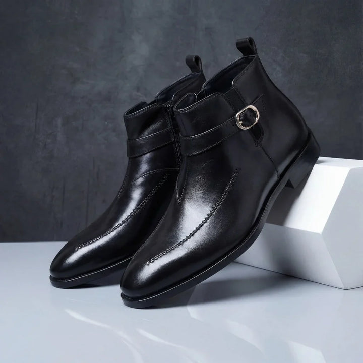 Leather Boots For Men | Chelsea Ankle Buckle Strap