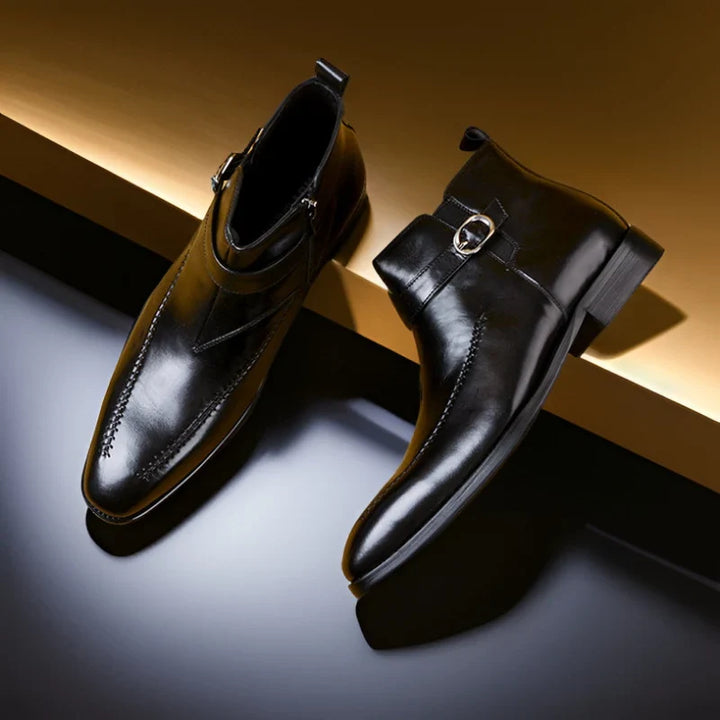 Leather Boots For Men | Chelsea Ankle Buckle Strap