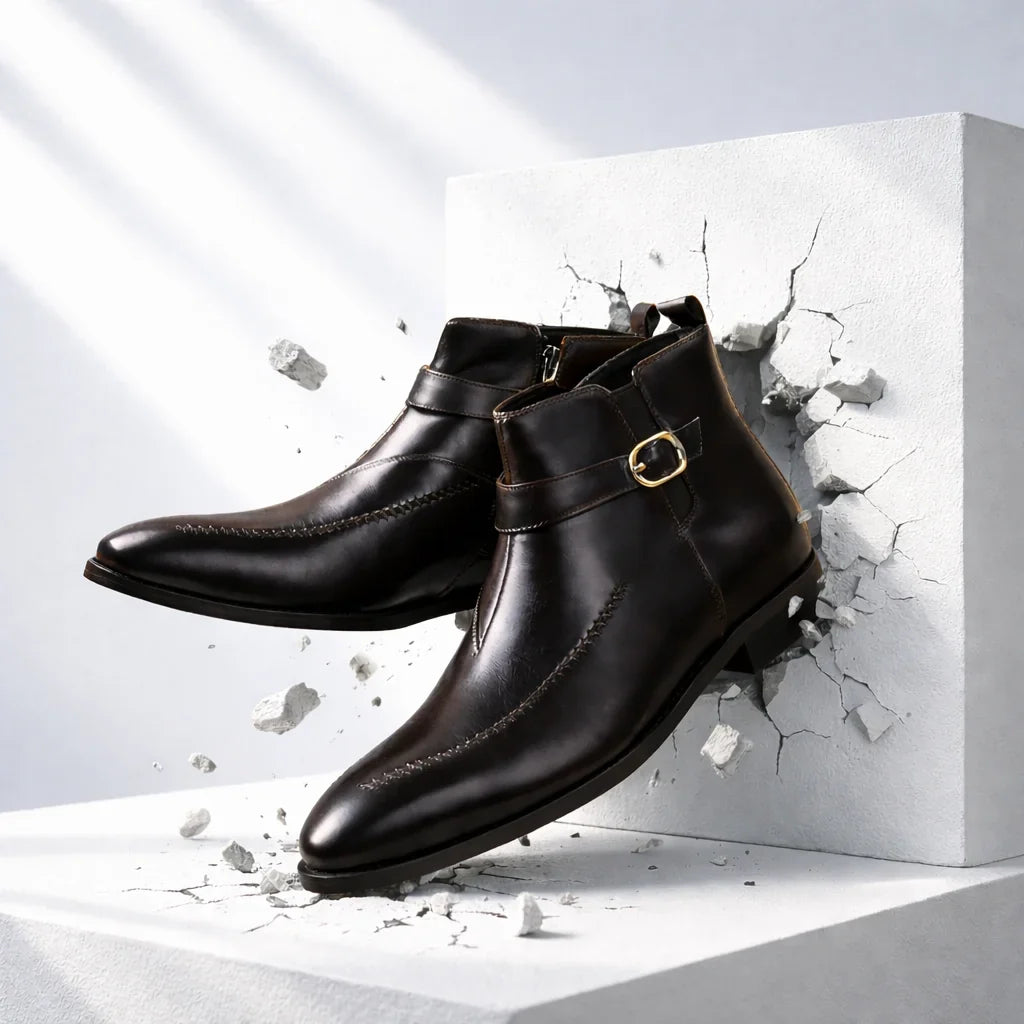 Leather Boots For Men | Chelsea Ankle Buckle Strap