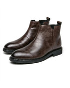 Leather Boots For Men | Chelsea Elastic Side Block Heel