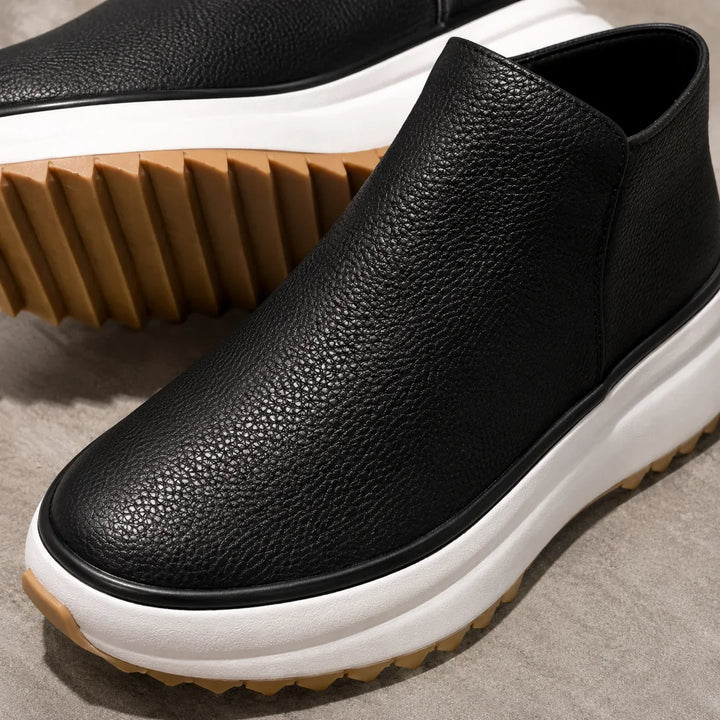 Leather Boots For Women | Platform Ankle Side Zip