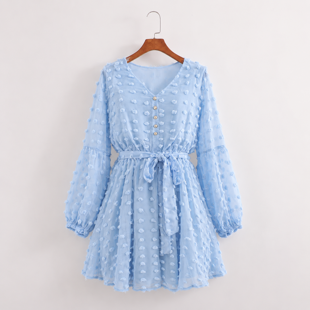 Floor | Delicate Satin Dress with Short Sleeves