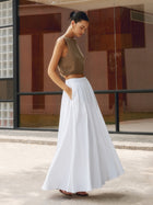 Jacklyn | Women's Boho High Waist Pleated A-Line Maxi Skirt Set