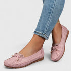 Avalynn - Women’s Moccasin Flats with Bow Detail