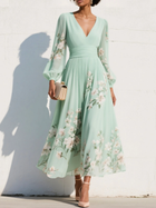 Lyralei | Women's Floral V-Neck Long Sleeve Midi Dress