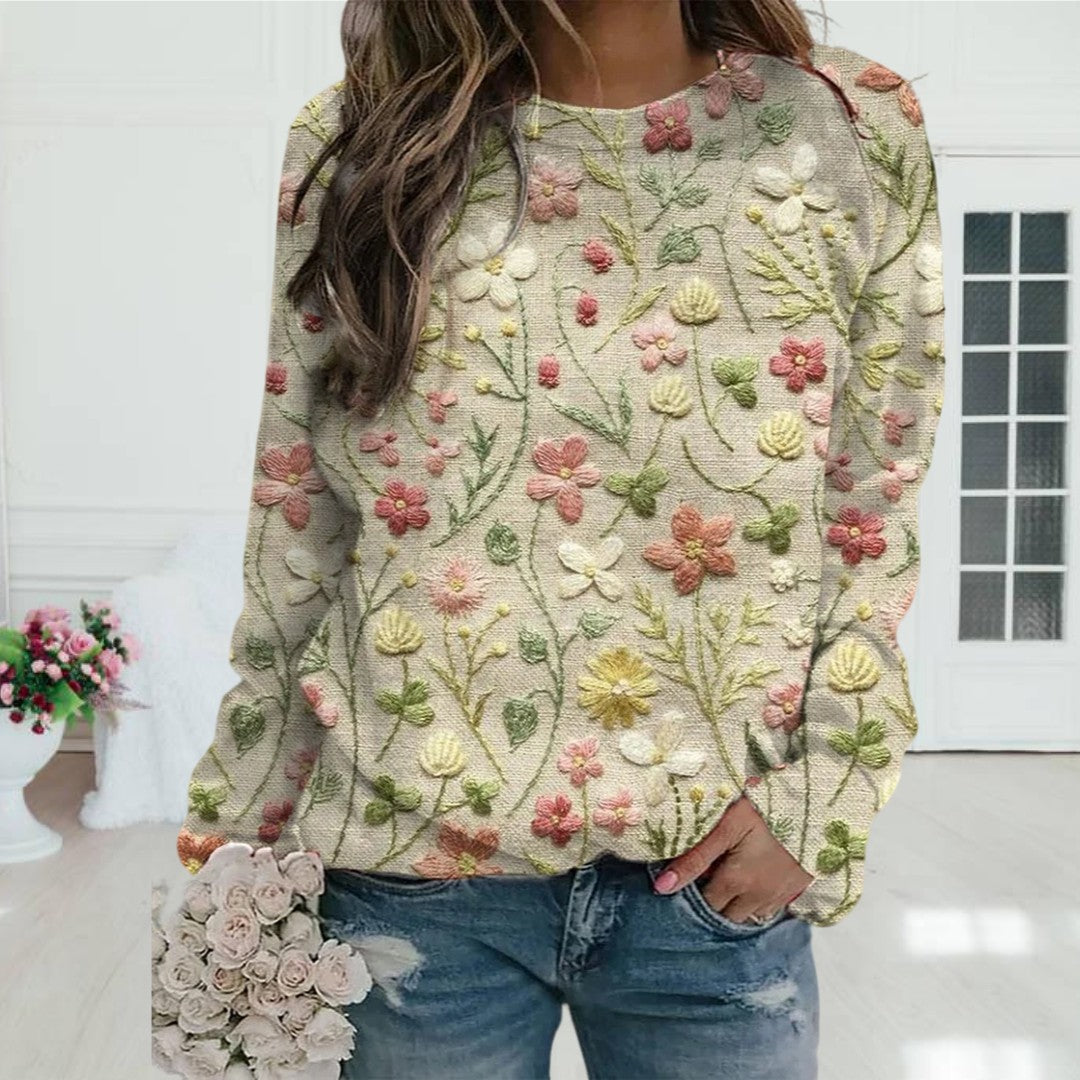 Margaret | Sweater with Stitched Flowers for Women
