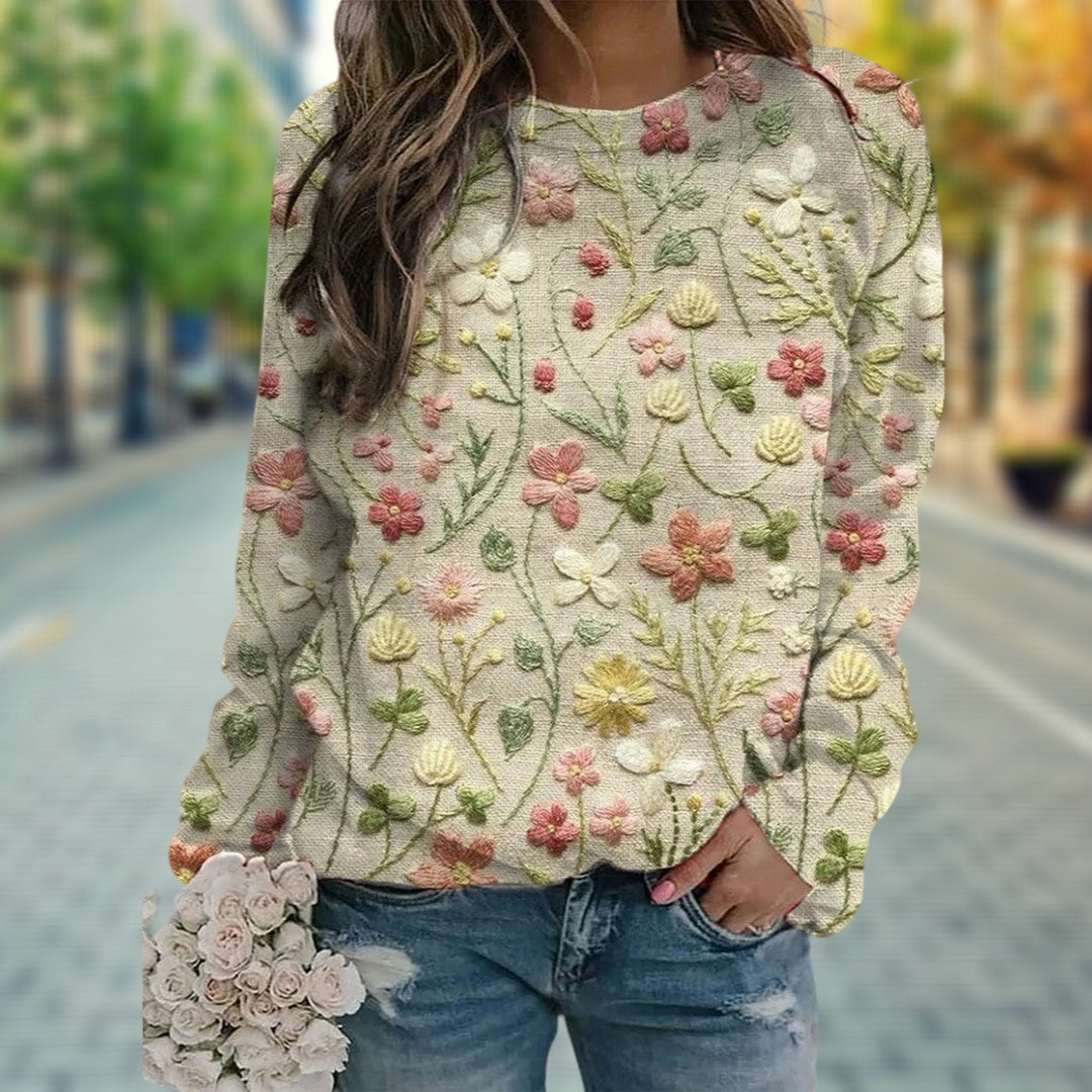 Margaret | Sweater with Stitched Flowers for Women