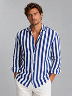 Men's Striped Long Sleeve Linen Shirt | Graham