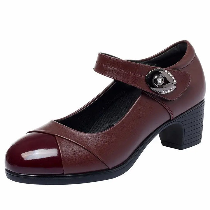 Mary Jane Shoes For Women | Round Toe Block Heel Strap