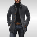 Oliver | Men's Slim-Fit Corduroy Wool Coat Stand-Collar Button-Up Jacket