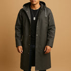 Nathan | Men's Waterproof Hooded Long Rain Jacket EVA Snap-Button