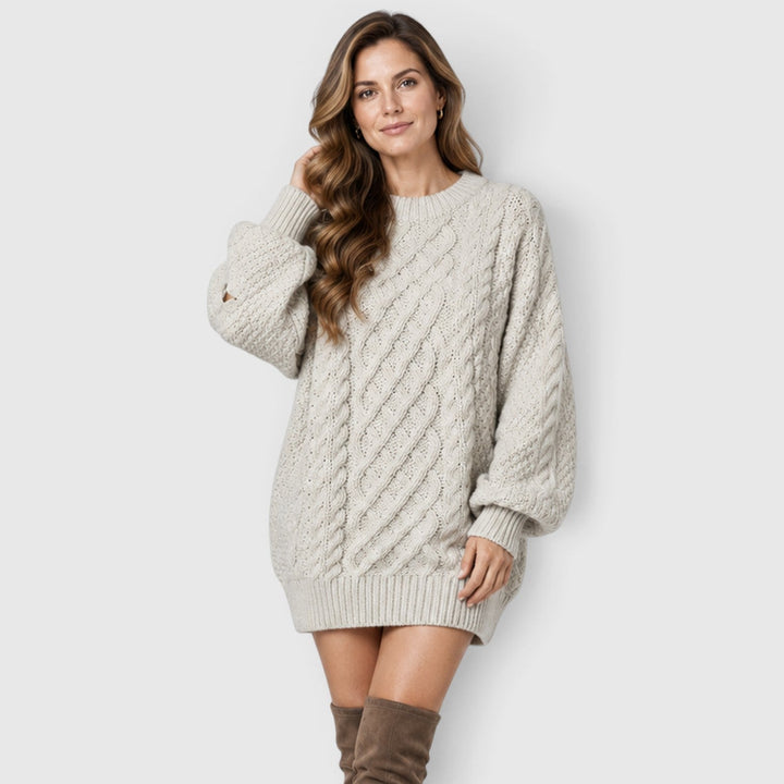 Liselot | Cable Knit Sweater Dress with Long Sleeves