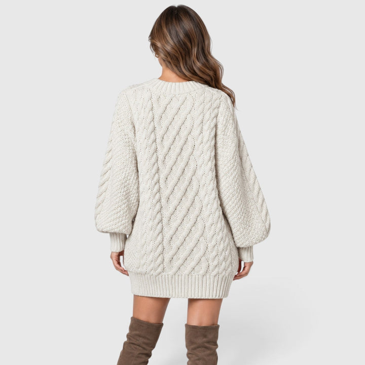 Liselot | Cable Knit Sweater Dress with Long Sleeves