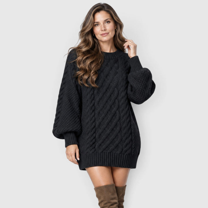 Liselot | Cable Knit Sweater Dress with Long Sleeves