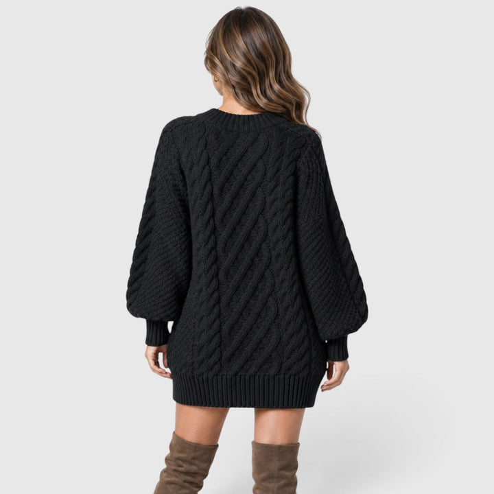 Liselot | Cable Knit Sweater Dress with Long Sleeves