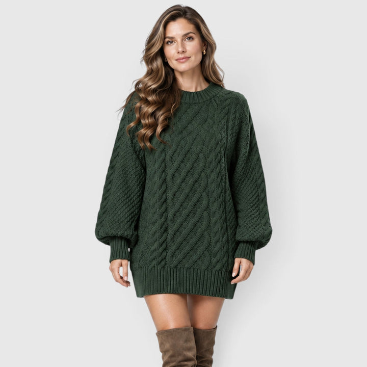 Liselot | Cable Knit Sweater Dress with Long Sleeves