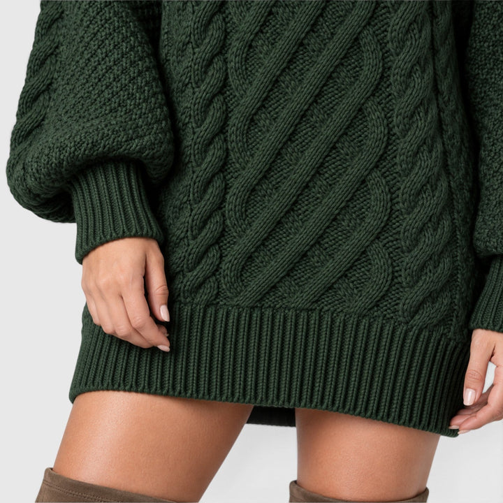 Liselot | Cable Knit Sweater Dress with Long Sleeves