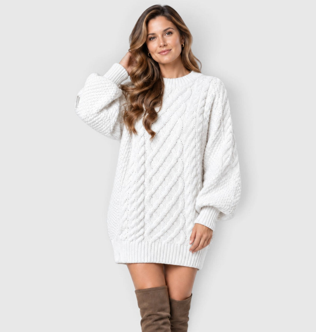 Liselot | Cable Knit Sweater Dress with Long Sleeves