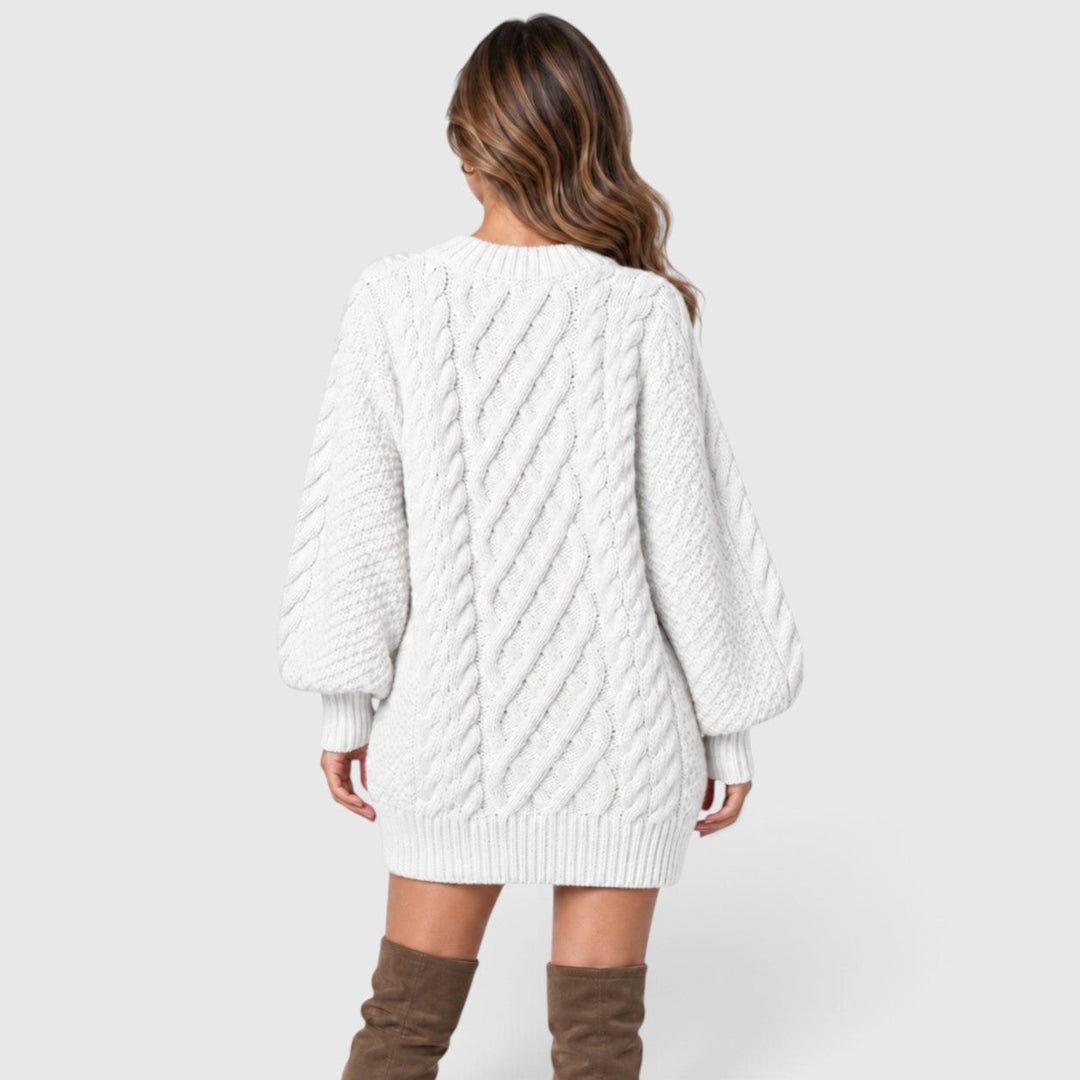 Liselot | Cable Knit Sweater Dress with Long Sleeves