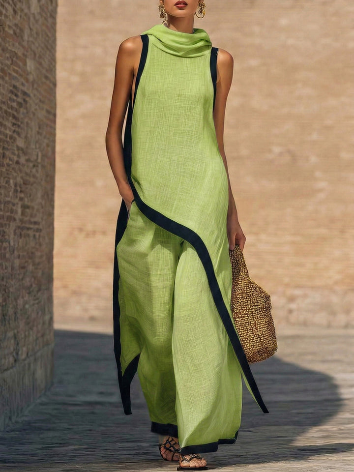 Marisol | Sleeveless Top &amp; Wide-Leg Pants Two-Piece Set, Polyester Blend