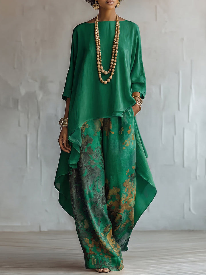 Milena - Stylish Flower Set with Wide Pants