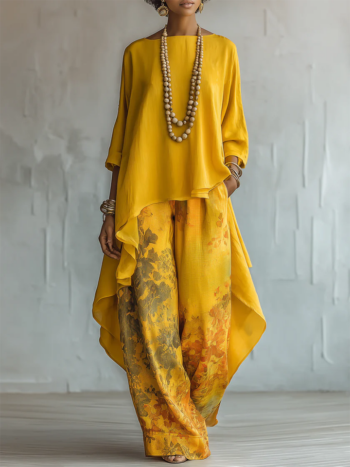 Milena - Stylish Flower Set with Wide Pants