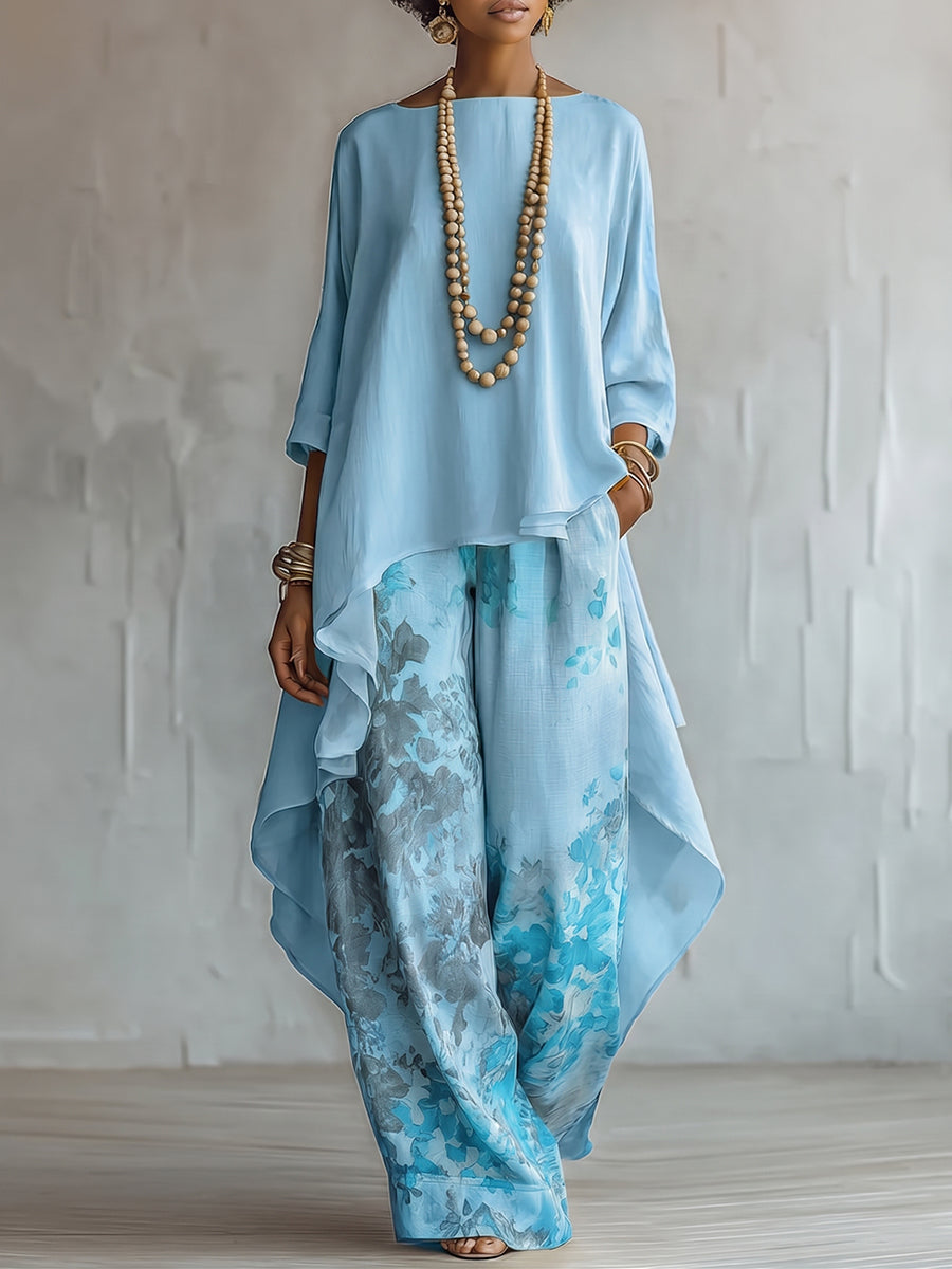 Milena - Stylish Flower Set with Wide Pants