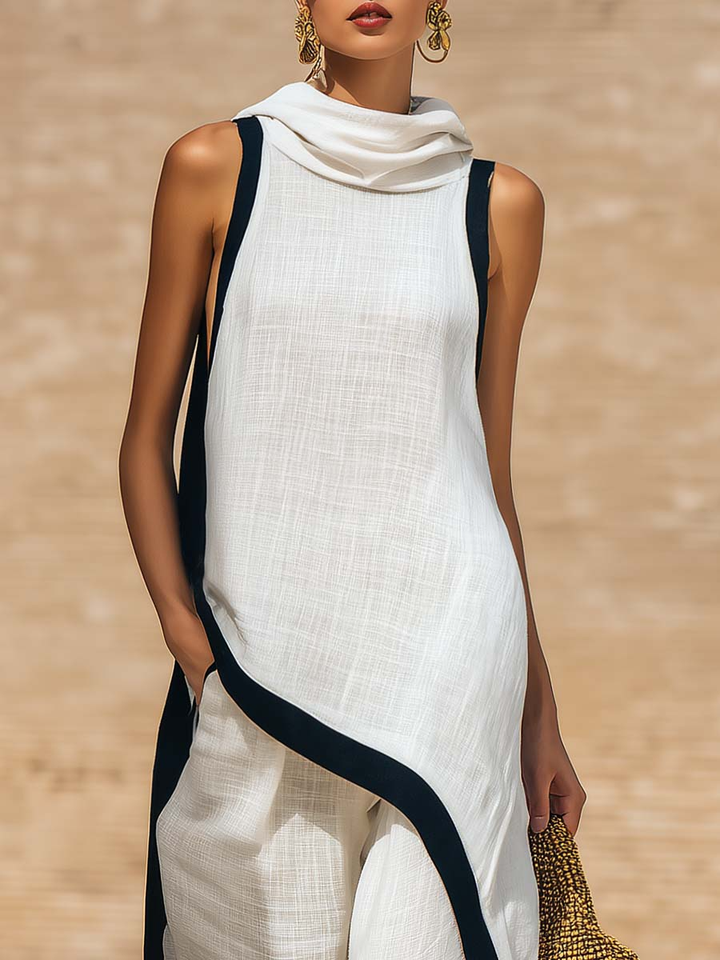 Marisol | Sleeveless Top &amp; Wide-Leg Pants Two-Piece Set, Polyester Blend