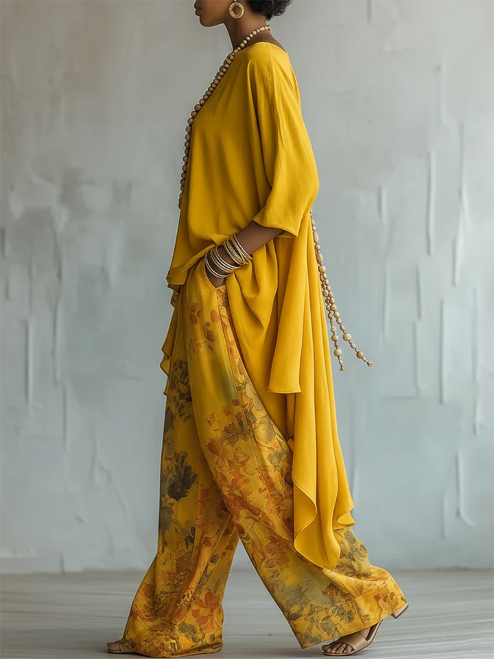 Milena - Stylish Flower Set with Wide Pants