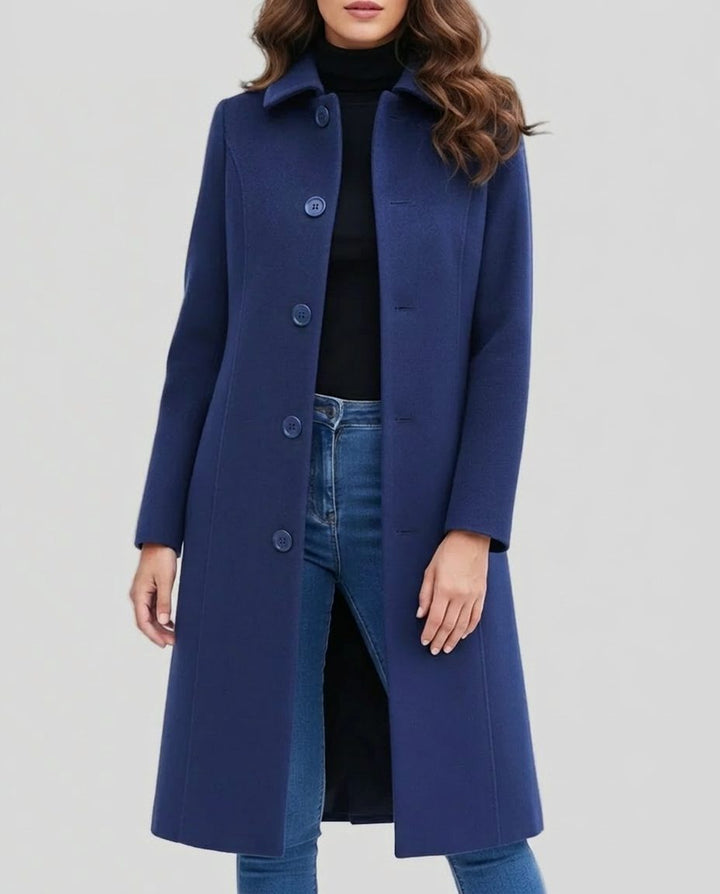 Orlaith | Long Single-Breasted Trench Coat with Notch Collar for Women