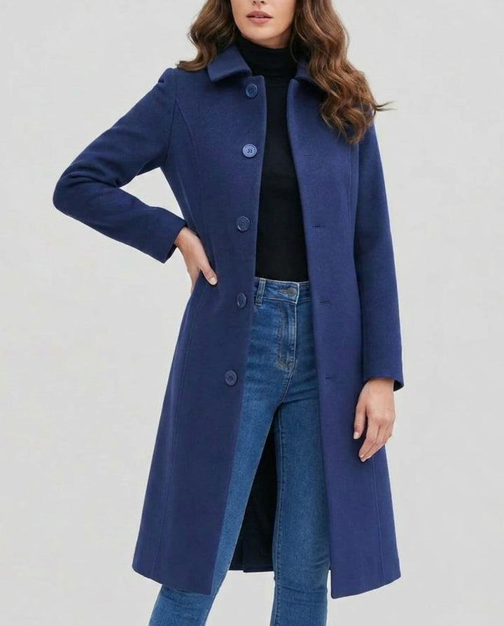 Orlaith | Long Single-Breasted Trench Coat with Notch Collar for Women