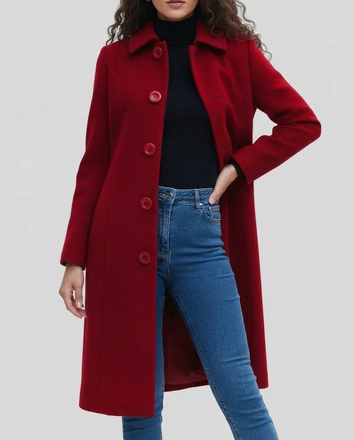 Orlaith | Long Single-Breasted Trench Coat with Notch Collar for Women