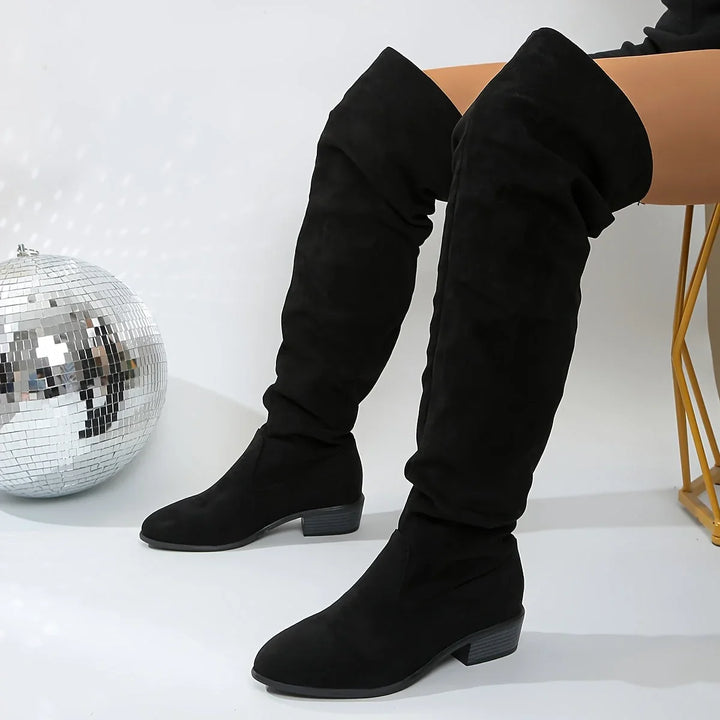 Over The Knee Boots For Women | Slouch Pointed Toe Block Heel