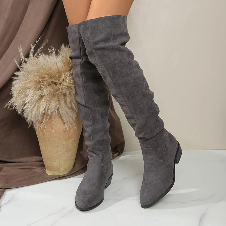 Over The Knee Boots For Women | Slouch Pointed Toe Block Heel