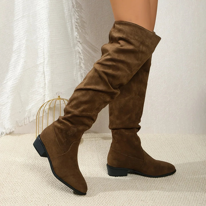 Over The Knee Boots For Women | Slouch Pointed Toe Block Heel