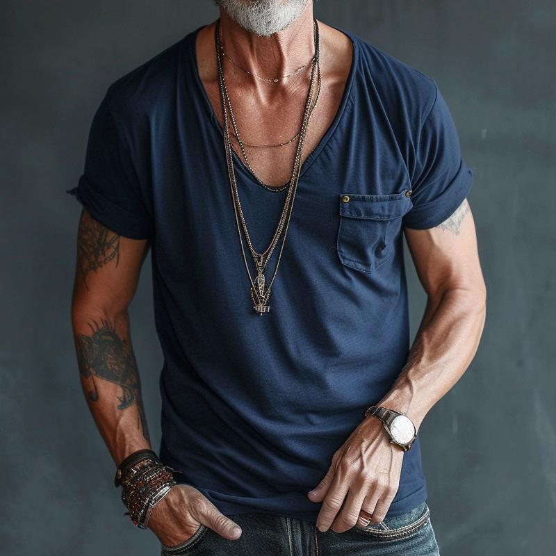 Leo | Men’s V-Neck Pocket Short Sleeve T-Shirt