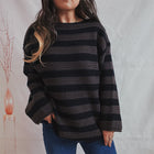 Striped sweater for women with a round neckline and long sleeves
