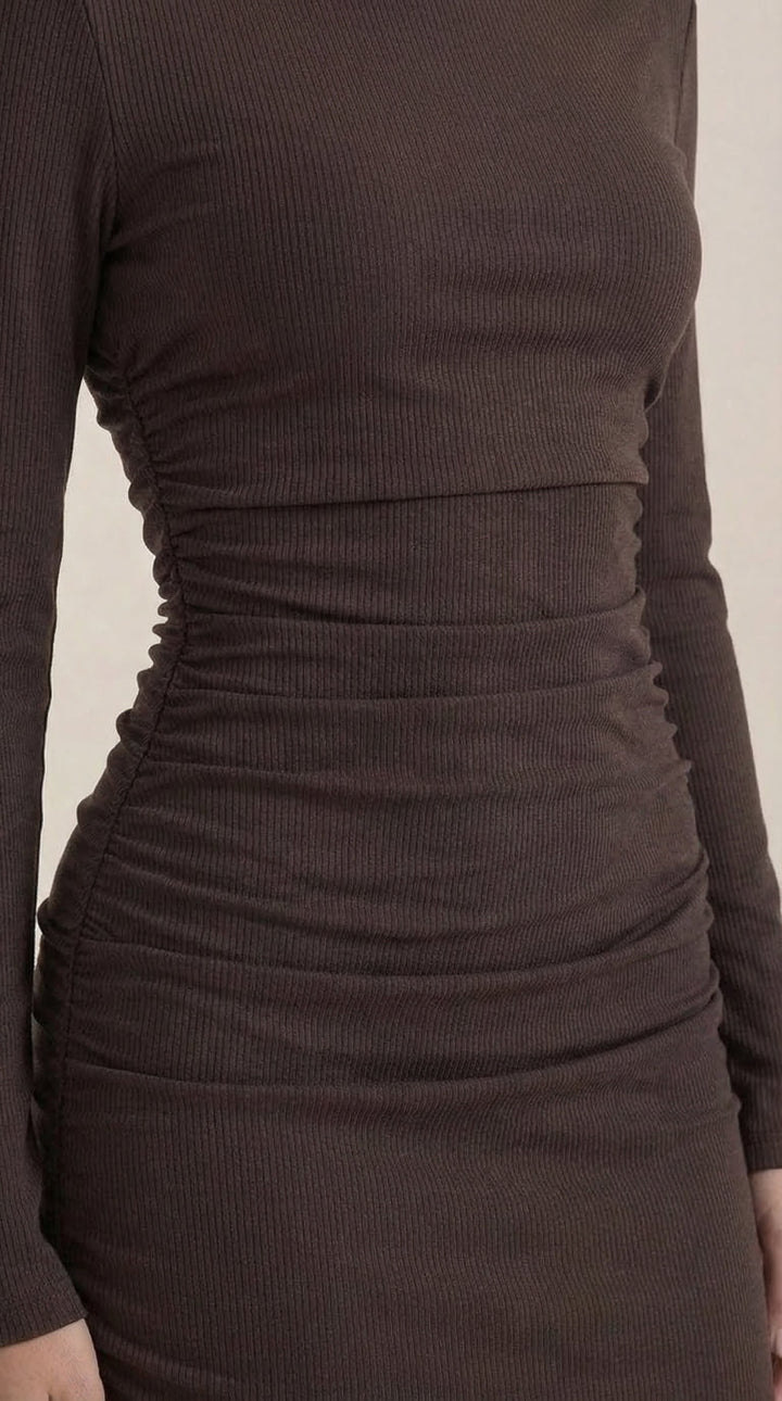 Jennifer - Rosa Mae Ruched Off-Shoulder Long Sleeve Mini Dress