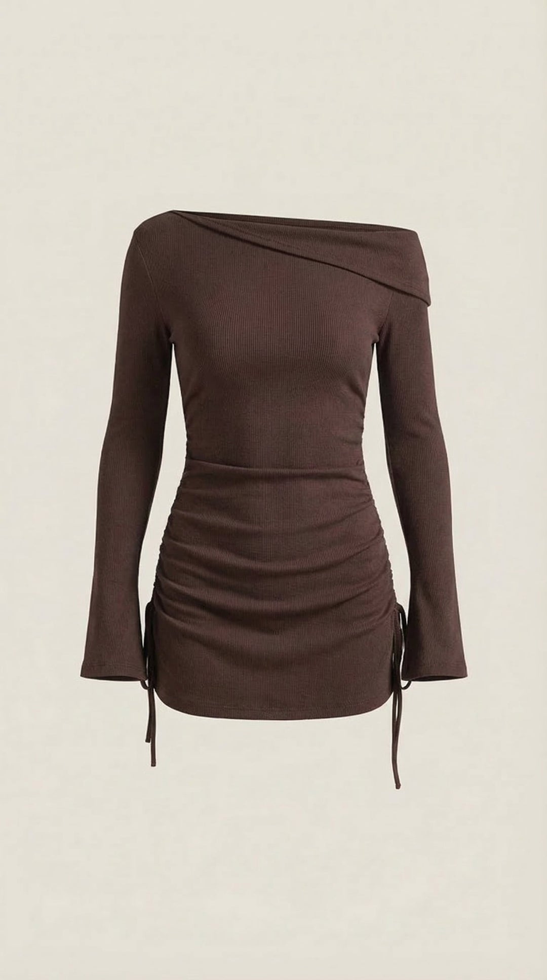 Jennifer - Rosa Mae Ruched Off-Shoulder Long Sleeve Mini Dress