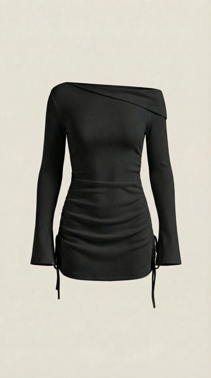 Jennifer - Rosa Mae Ruched Off-Shoulder Long Sleeve Mini Dress