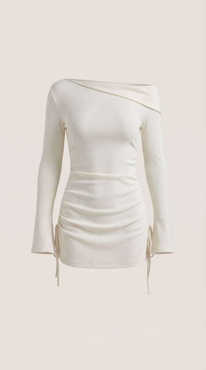 Jennifer - Rosa Mae Ruched Off-Shoulder Long Sleeve Mini Dress