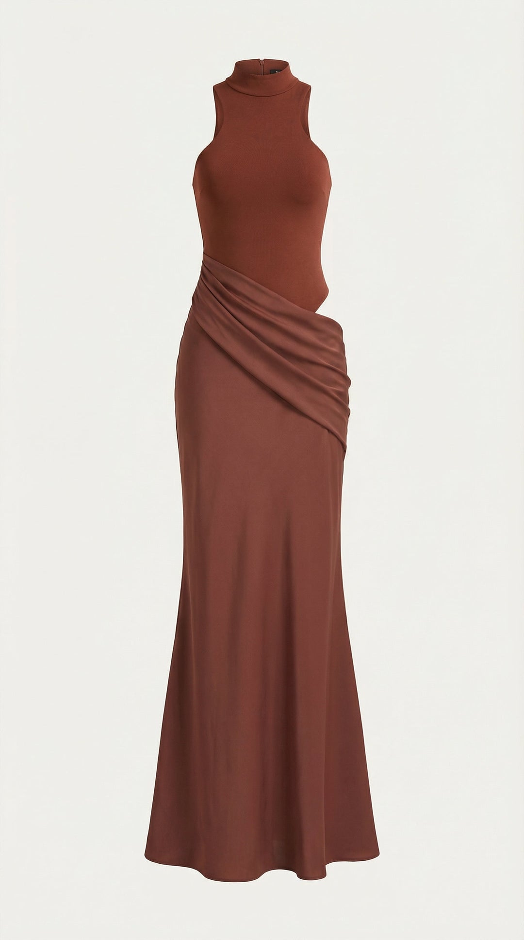 Mary - Mock Neck Sleeveless Twist Knot Maxi Dress