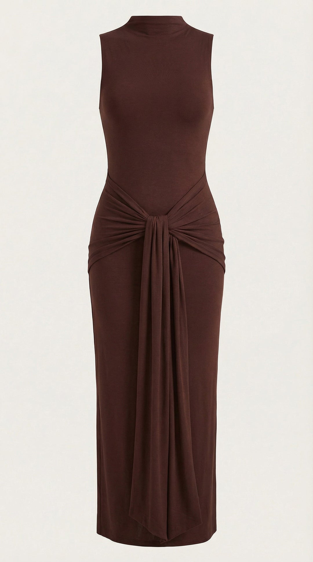 Mary - Mock Neck Sleeveless Twist Knot Maxi Dress