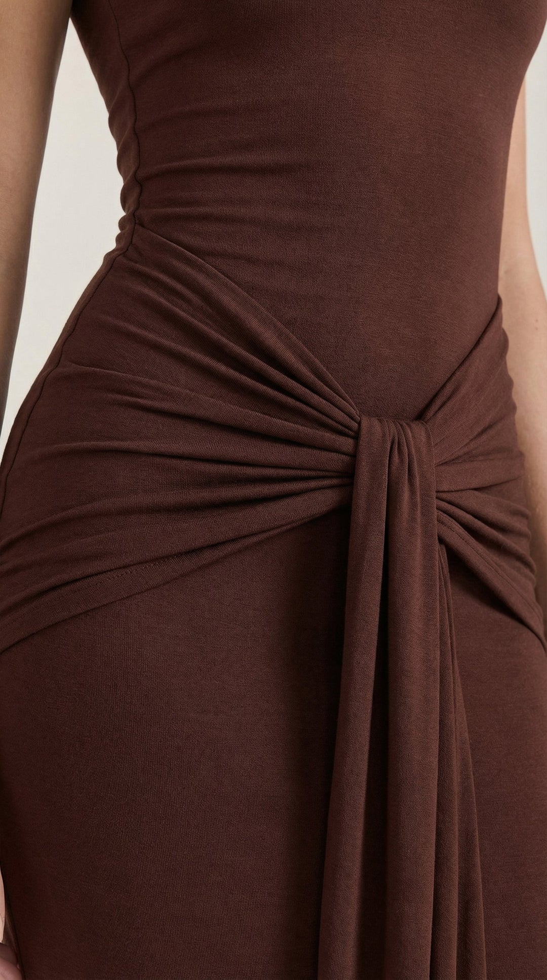 Mary - Mock Neck Sleeveless Twist Knot Maxi Dress