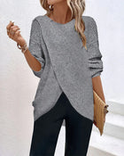 Sandra | Solid Color Sweater with Round Neck and Split