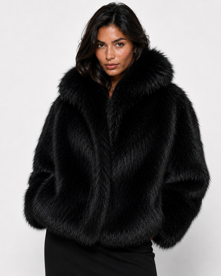 SERENA WIDE-COLLAR FUR COAT